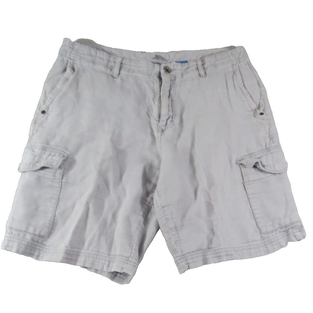 Tommy Bahama Men 33 Gray Cargo Shorts Relaxed Fit Twill Flat Front Cotton Hiking